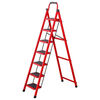 Bun Peng herringbone ladder household folding telescopic climbing height 2 meters thickening strong seven-eight step armrest red six-step ladder thickened material no specifications