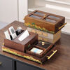 Walnut color solid wood living room tissue box home remote control storage new Chinese coffee table creative paper box fruit plate