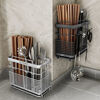 Ye Yu 304 stainless steel chopstick storage box chopstick barrel wall-mounted bucket basket holder kitchen stainless steel spoon quick cage thickened - double chopstick barrel thickened stainless steel chopstick cage free nail stickers