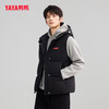 YAYA 2025 new style down vest for men and women, hooded, versatile, casual, simple, trendy, warm vest, black M