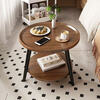 Jingcai coffee table side table sofa side table round table tea table bedside table balcony small table JCJ29 walnut color