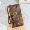 Scarecrow 2025 New Genuine Leather Light Luxury Women's Wallet Retro Personalized Color Rubbed Multi-Slot Long Bag for Girlfriend Wife Mom Mother Gift Retro Brown