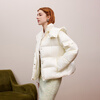 LIME FLARE/Rhine Flare white goose down short down jacket hooded simple commuter style jacket 25 winter new style for women beige M