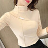 Double-sided German velvet bottoming shirt for women, new style top, half turtleneck, 2025, foreign style high-end autumn and winter all-match T-shirt, black M, recommended 80-100 pounds