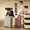 90 points suitcase 20-inch aluminum frame trolley case boarding suitcase universal wheel password box leather suitcase space silver