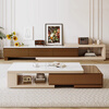 Notason slate coffee table living room 2025 new small apartment home modern high-end French coffee table cream style retractable burnt tea + khaki retractable coffee table