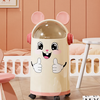 Rabbit trash can household cute high-looking trash can living room and bedroom storage large capacity with cover thickening simple pink smiley face - standing style