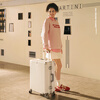 90 points suitcase 20-inch aluminum frame trolley case boarding suitcase universal wheel password box leather suitcase space silver