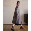 Demana Kochi Lady Winter Sheep Wool Diagonal Striped Double-sided Woolen Coat Stand Collar Long Women's Woolen Jacket