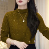 German velvet fabric autumn and winter new style German velvet warm bottoming shirt women's long-sleeved fashionable outer wear women's top yellow green XL recommended 105-120 pounds