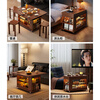 Ruifan solid wood movable coffee table living room sofa side table small apartment side cabinet folding dining table multi-function cart