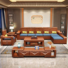 Shunju Treasures Factory direct sales clearance solid wood sofa combination modern new Chinese style wooden sofa simple living room dual use in winter and summer special clearance four seater + corner cabinet + double + imperial concubine + coffee table