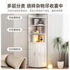 Corner cabinet Nordic style arc corner cabinet household floor-standing storage rack living room wall cabinet corner storage cabinet bookcase double cabinet door 50*50*180cm warm white