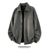 Dingfengbaoluo American casual jacket men's autumn trend texture loose cardigan long-sleeved jacket XCH65 dark gray 2XL