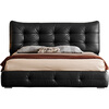 Lin's Home Leather Bed Master Bedroom Double Bed 1.8m 1.5m Large Black Bear Bed Home Upholstered Bed Light Luxury PC596 Black Brown | Floor Bed 1.8x2m