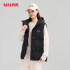 YAYA 2025 new style down vest for men and women, hooded, versatile, casual, simple, trendy, warm vest, black M