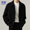 ROMON jacket men's autumn and winter trendy casual loose lapel jacket men's versatile clothes men's black XL