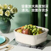 Jianyang double-layer extra thick vegetable washing and draining basket plastic kitchen vegetable basket fruit and vegetable watering basket multi-purpose living room cleaning household ice cream white small size 2-piece set