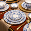 Hongxi Shengshi Jingdezhen enamel color tableware complete set of high-end blue and white porcelain dishes set bowls and plates for home gift housewarming enamel color blue and white ~ 80 pieces for 10 people