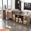 Guen bar table partition cabinet home living room sideboard integrated wall multi-functional wine cabinet island modern sofa back cabinet champagne gray (glass door)-1.5 bar 1.2 cabinet assembly