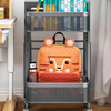 He Jiangong's school bag storage rack is a floor-standing mobile under-table book storage device for children's strollers. Deskside bookshelf with wheels. 2-pack gray ~ Adjustable layer height. Carbon steel paint ~ Second child welfare model. 3 layers