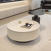 Huabisen Italian high-end light luxury slate coffee table small apartment living room home minimalist round combination simple modern black cabinet white slate 70+45 black edge table