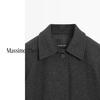 Massimo Dutti discount upgrade 2026 women's gray high-end short lapel woolen coat jacket 06456907 dark gray M (170/92A)
