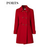 PORTS Women's Autumn and Winter New Double-breasted Red Woolen Jacket Red 2