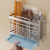 Ye Yu 304 stainless steel chopstick storage box chopstick barrel wall-mounted bucket basket holder kitchen stainless steel spoon quick cage thickened - double chopstick barrel thickened stainless steel chopstick cage free nail stickers