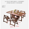 MiDi all solid wood folding dining table small family home dining table integrated sideboard foldable retractable dining table and chairs folding table walnut color single table + 4 folding chairs shipped ready to use 1.2 meters all solid wood material