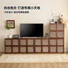 Zhidian North American black walnut intangible cultural heritage square cabinet living room retro rattan lattice cabinet solid wood free combination floor cabinet bookcase North American black walnut square cabinet