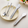 Onlycook316L stainless steel antibacterial chopsticks spoon fork portable tableware set student dedicated chopsticks spoon cutlery storage box compact spoon type portable rabbit style / three-piece set 316L stainless steel