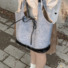 Korean niche stitching tote bag for women new commuter shoulder underarm bag blue