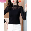 Modal half-high collar lace mesh bottoming shirt long-sleeved women's autumn new slim fit inner shirt slim black T-shirt black regular <this year's trend is chic, beautiful and unique 3XL 125-135 pounds