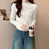 NOME German velvet half turtleneck bottoming shirt for women with long sleeves and autumn and winter half turtleneck scalloped hem top white M