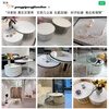 Yangyiyue coffee table TV cabinet living room modern simple small apartment mobile folding round slate small round table cream style glossy snow mountain white rock + snow mountain white rock + gold frame large 80cm*43cm + small 60cm*35cm
