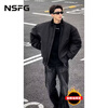 NSFG American bomber jacket autumn men's bomber winter cotton jacket shoulder workwear short thickened baseball uniform black cotton style M (100-120 catties)