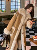 Light luxury high-quality fox fur all-in-one coat for women winter new velvet thickened eco-friendly fur coat khaki long S size 90-130 catties