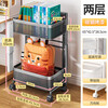 He Jiangong's school bag storage rack is a floor-standing mobile under-table book storage device for children's strollers. Deskside bookshelf with wheels. 2-pack gray ~ Adjustable layer height. Carbon steel paint ~ Second child welfare model. 3 layers