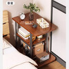 Side table coffee table small apartment sofa side table movable tea table living room multi-functional storage corner table side cabinet tea table H166C walnut + black shelf 60*30cm