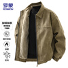 ROMON Jacket Men's Autumn and Winter Velvet Thickened Leather Warm Windproof Lapel Jacket Men's ZH2472R Brown Velvet XL