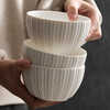 French vertical grain bowl, new rice bowl for home use, particularly beautiful, simple white ceramic small bowl, high-end 2025, 10 pieces, French vertical grain 4.5-inch bowl