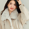 Eveli (eifini) Jiang Xin endorses Eveli large lapel fur splicing jacket fashionable silhouette down jacket 2025 winter new style raw velvet rice long style M