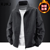 RJKJ Light Luxury Brand Men's Jackets Spring, Autumn and Winter New Outdoor Velvet Casual Stand-up Collar Trendy Upper Clothes Black - Velvet Thickening - 8919 Jacket L (Recommended 115-130 catties)
