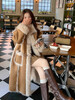 Light luxury high-quality fox fur all-in-one coat for women winter new velvet thickened eco-friendly fur coat khaki long S size 90-130 catties