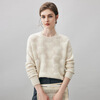 Komenboca 2025 autumn and winter new style hollow love cashmere sweater women's loose knitted sweater round neck bottoming sweater cloud white M