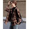 Demana sheep wool plus velvet warm winter retro millennium hooded plaid loose adjustable drawstring women's jacket
