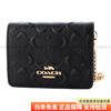 COACH 10 Classic Presbyopia Embossed Flip Chain Cowhide Wallet Shoulder Crossbody Bag Mini Women's Black Basic Pack (Bag + Dust Bag)