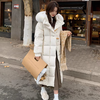 Laren Feiyun high-end brand down jacket women's mid-length 2025 winter new loose slimming small over-the-knee long coat cream yellow (real fox big fur collar) S 115 130 pounds