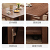 MiDi all solid wood folding dining table small family home dining table integrated sideboard foldable retractable dining table and chairs folding table walnut color single table + 4 folding chairs shipped ready to use 1.2 meters all solid wood material